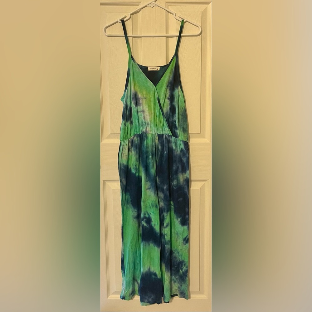 Ginger G Green and Blue tie-dye romper